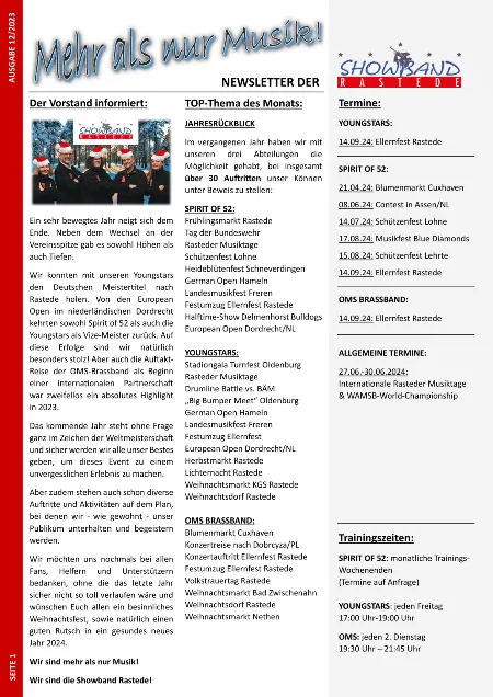 SBR Newsletter 12-2023 - Titelseite